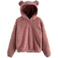 Oversized Fuzzy Bear Ears Hoodie - Leather Pink / S Apparel - Femboy Fatale