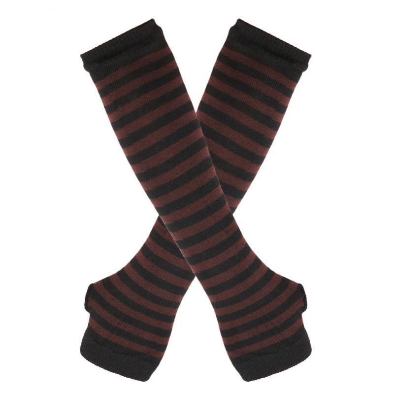 Striped Arm Warmer Collection - Black & Brown Arm Warmers - Femboy Fatale