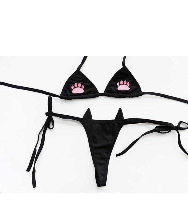 Japanese Kawaii Paw Print Bikini Set - apparel - Femboy Fatale