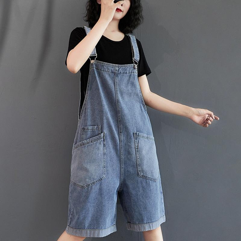 Loose Denim Overall Rompers