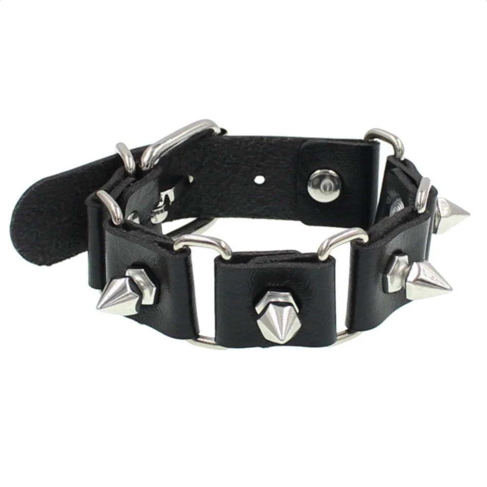 Black Leather Gothic Bracelet Collection