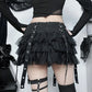 Gothic Black Mesh Ruffle Skirt