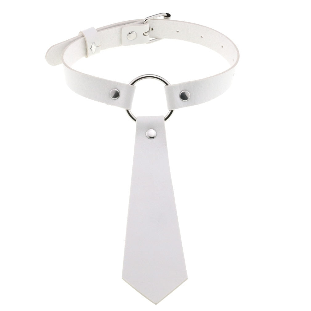 Harajuku White Leather Choker Collection - 28 Apparel - Femboy Fatale