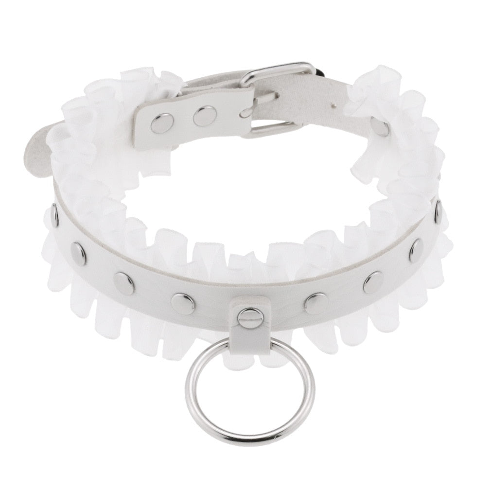 Harajuku White Leather Choker Collection - Apparel - Femboy Fatale