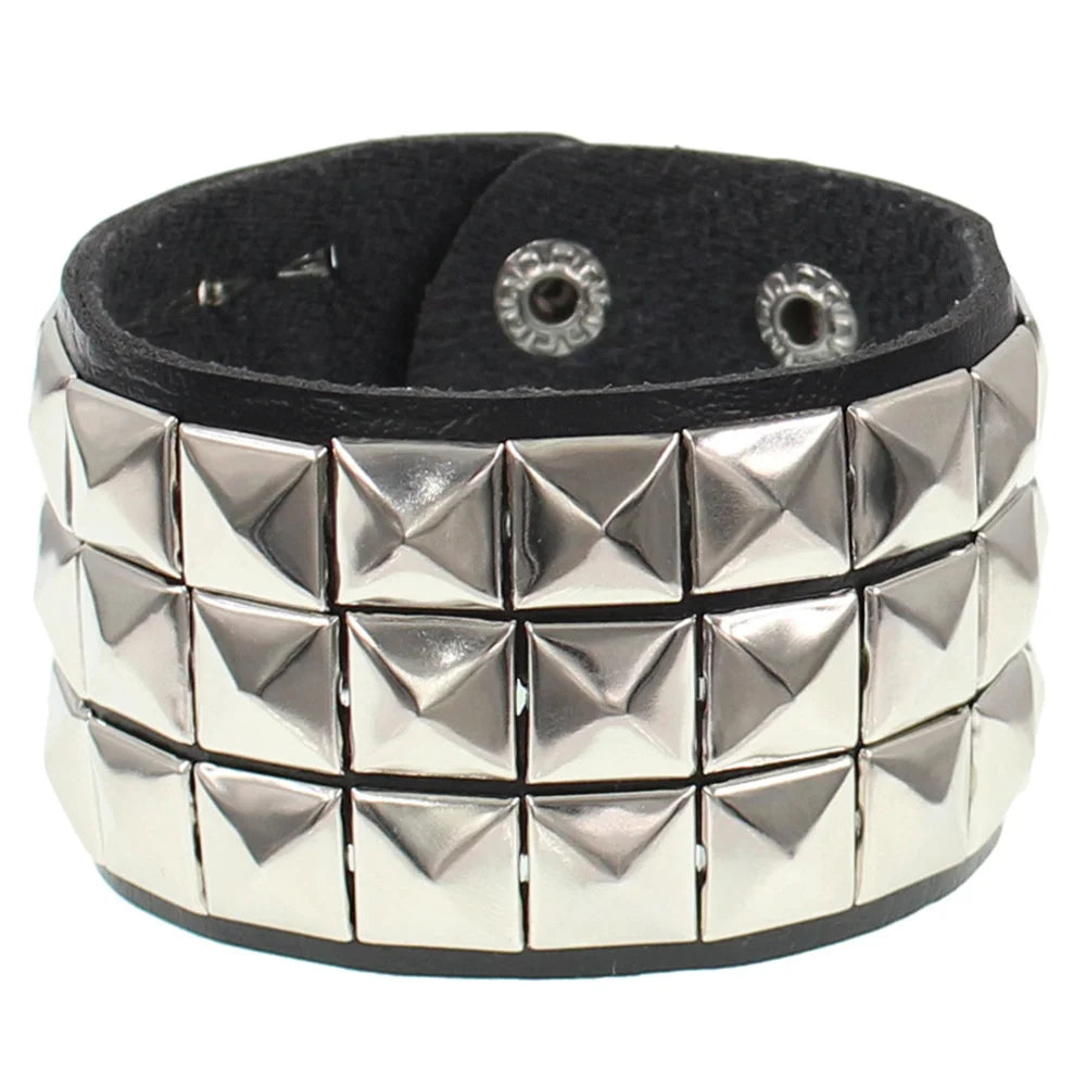 Black Leather Gothic Bracelet Collection