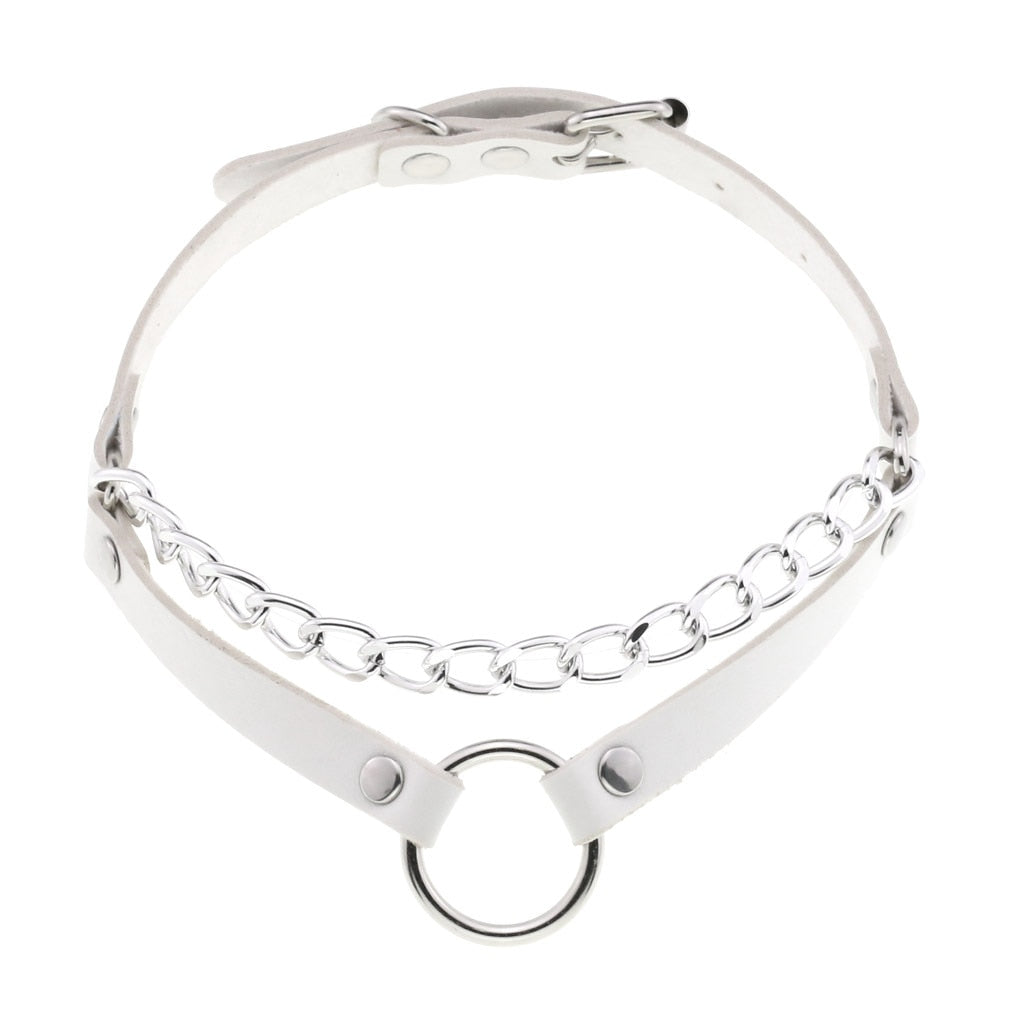 Harajuku White Leather Choker Collection - 29 Apparel - Femboy Fatale