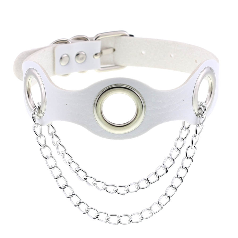 Harajuku White Leather Choker Collection - 3 Apparel - Femboy Fatale