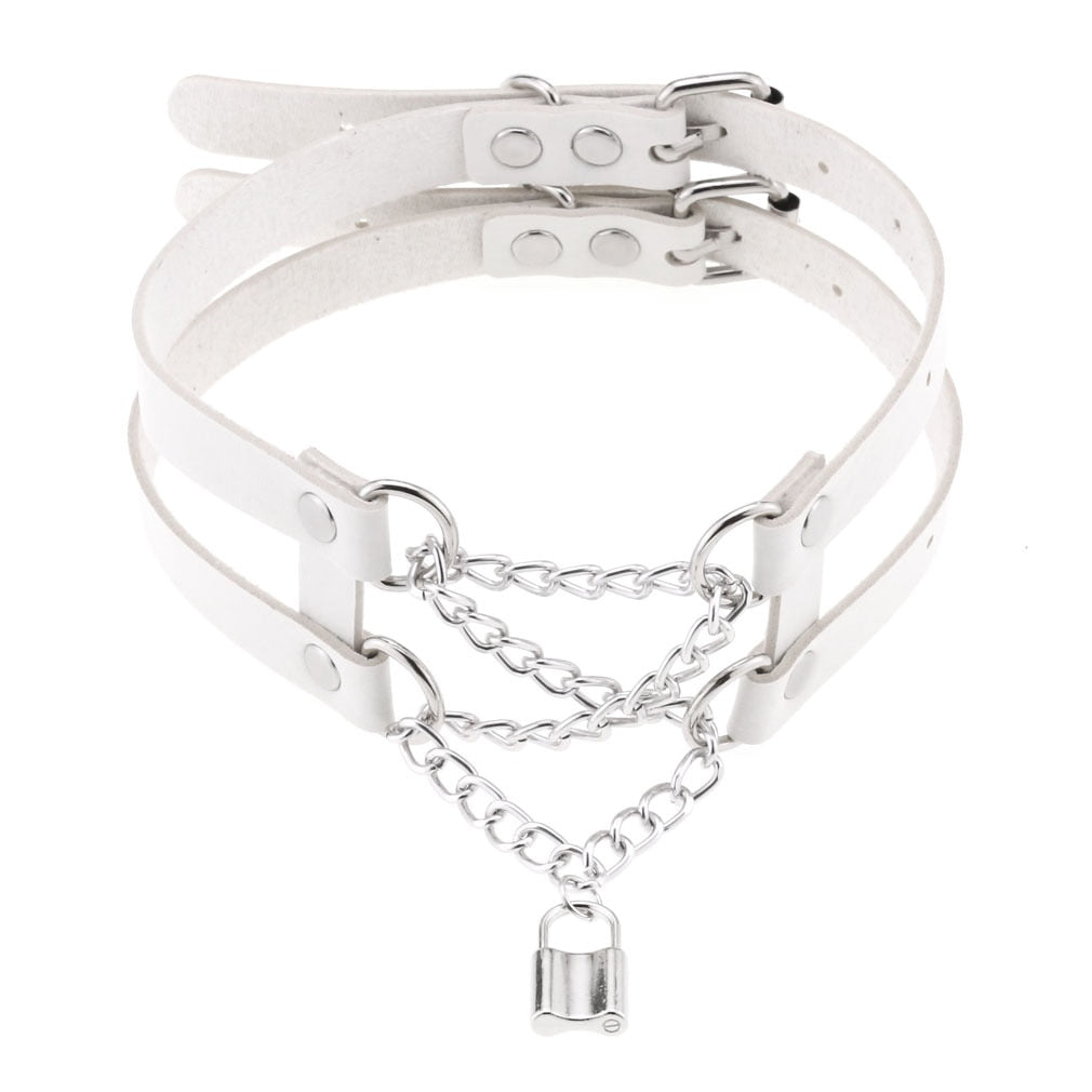 Harajuku White Leather Choker Collection - 15 Apparel - Femboy Fatale