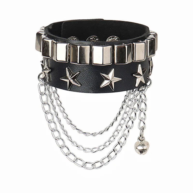 Black Leather Gothic Bracelet Collection