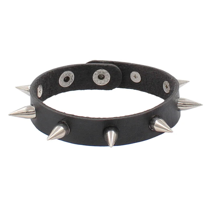 Black Leather Gothic Bracelet Collection