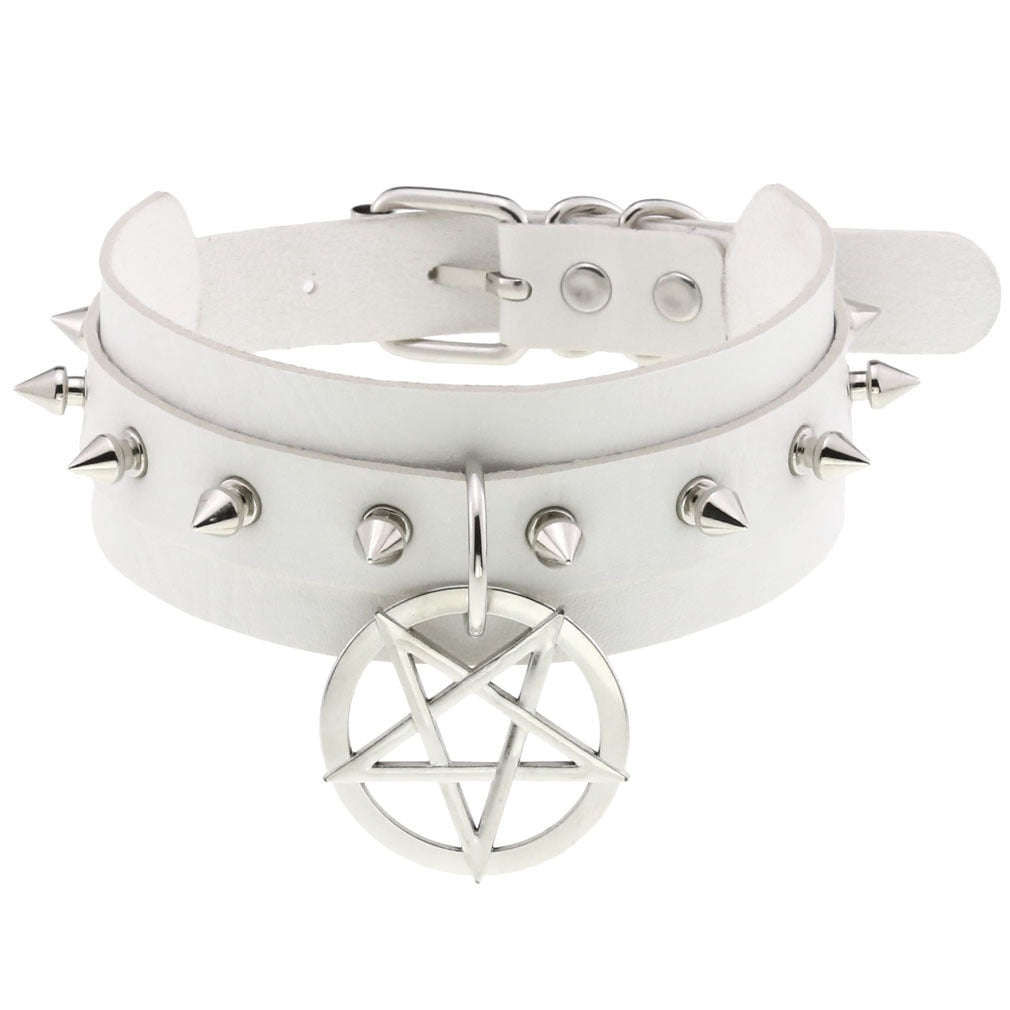 Harajuku White Leather Choker Collection - 33 Apparel - Femboy Fatale