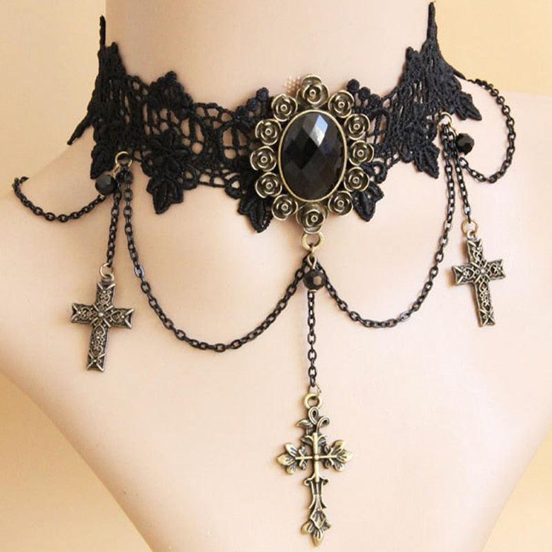 Gothic Lace Choker Necklace Victorian Goth Era Jewelry by Kawaii Babe