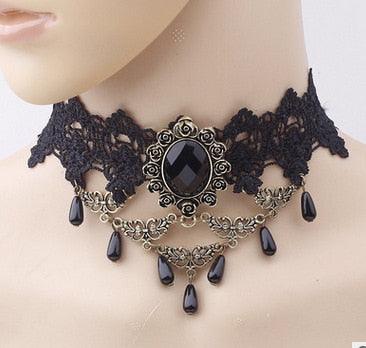 Gothic Black Lace Choker Collection - 6 Necklace - Femboy Fatale