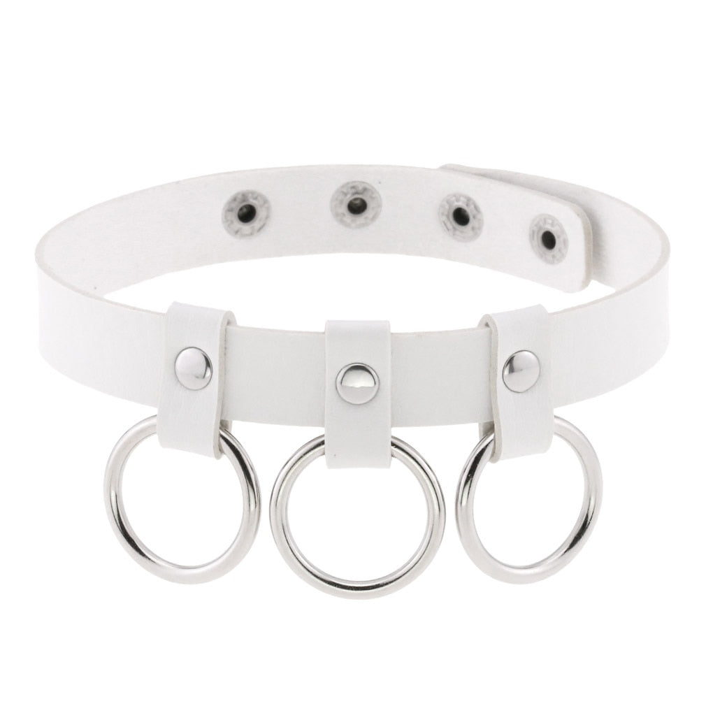 Harajuku White Leather Choker Collection - 17 Apparel - Femboy Fatale