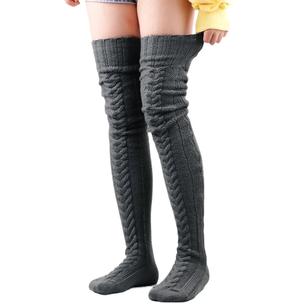 Wooly Winter Pattern Thigh High Stockings