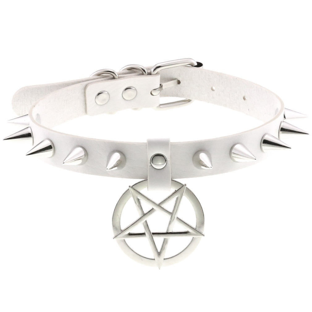 Harajuku White Leather Choker Collection - 32 Apparel - Femboy Fatale