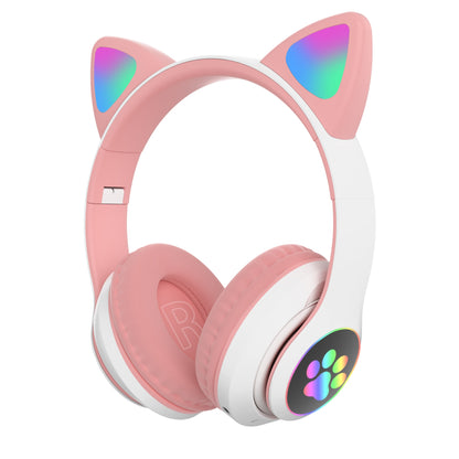 Kawaii Cat Ear Headphones w/ Microphone - White Pink Headphones - Femboy Fatale