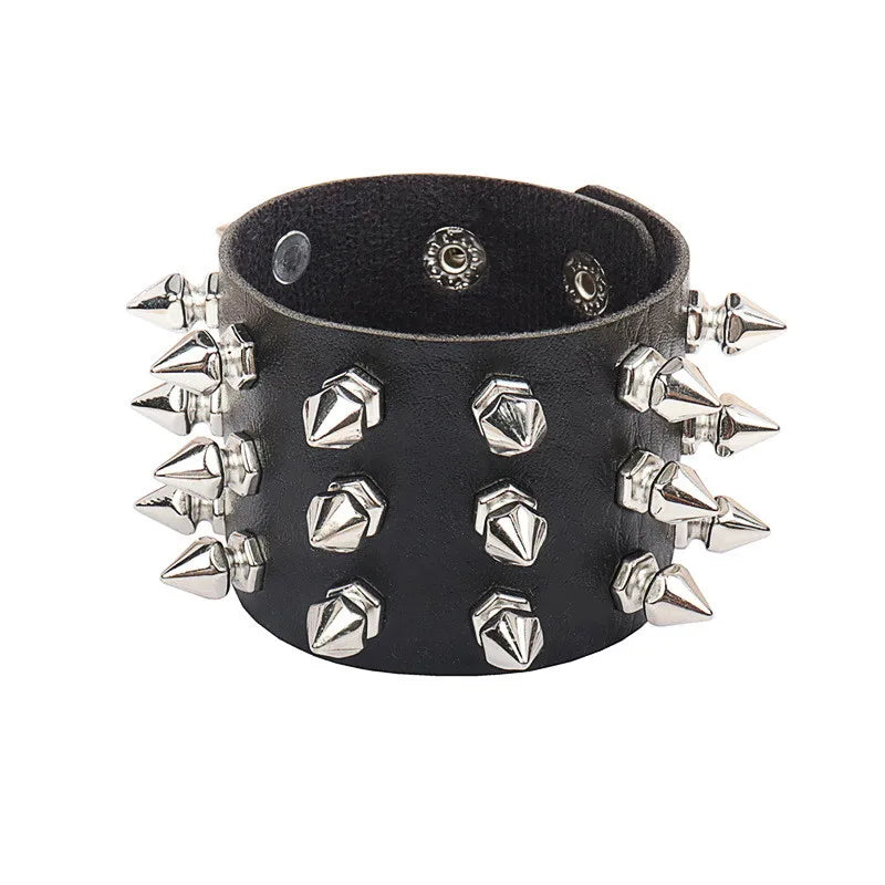 Black Leather Gothic Bracelet Collection