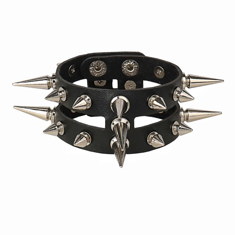 Black Leather Gothic Bracelet Collection