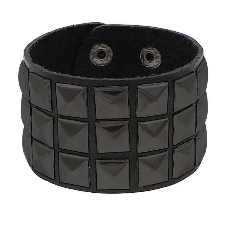 Black Leather Gothic Bracelet Collection