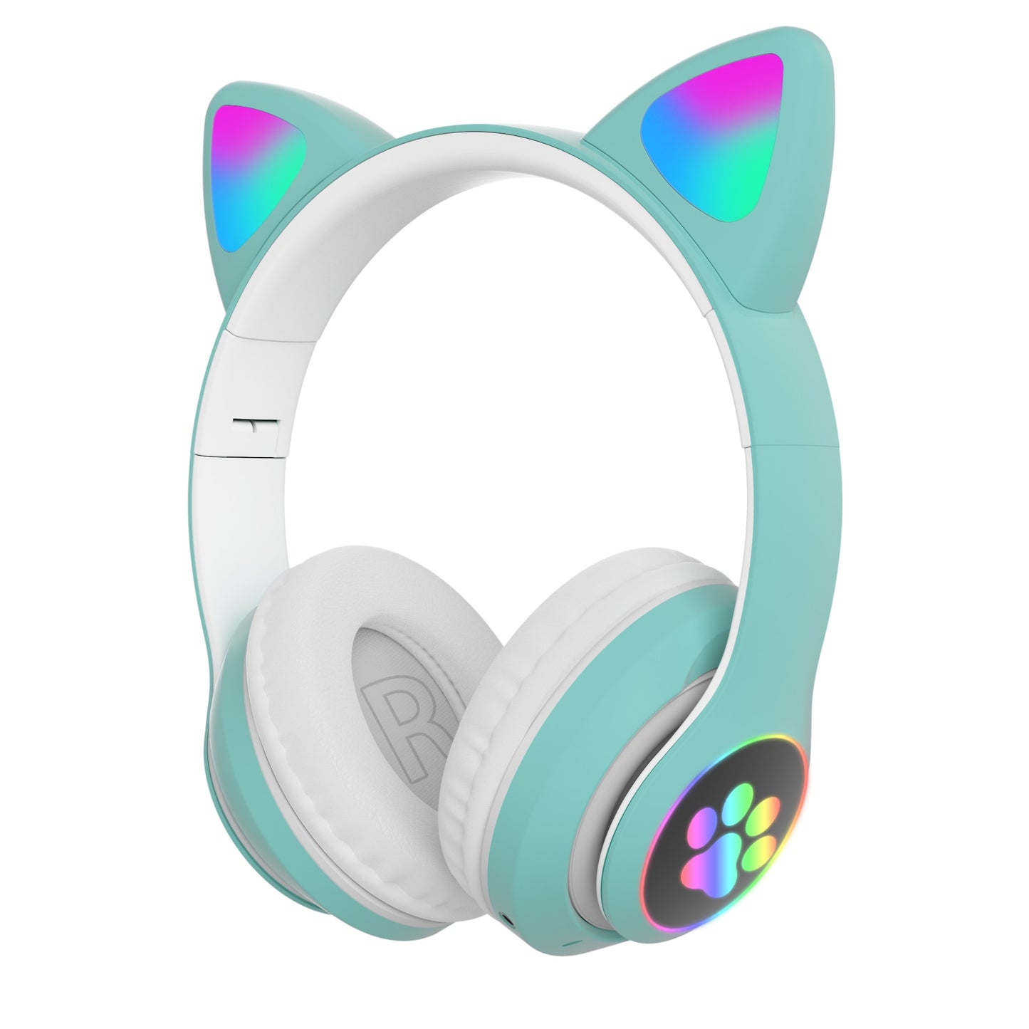 Kawaii Cat Ear Headphones w/ Microphone - Green Headphones - Femboy Fatale
