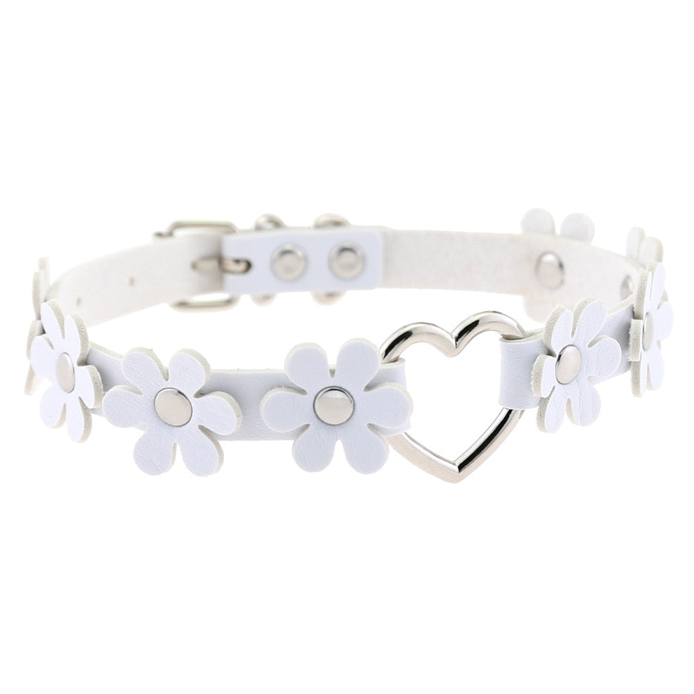 Harajuku White Leather Choker Collection - 22 Apparel - Femboy Fatale