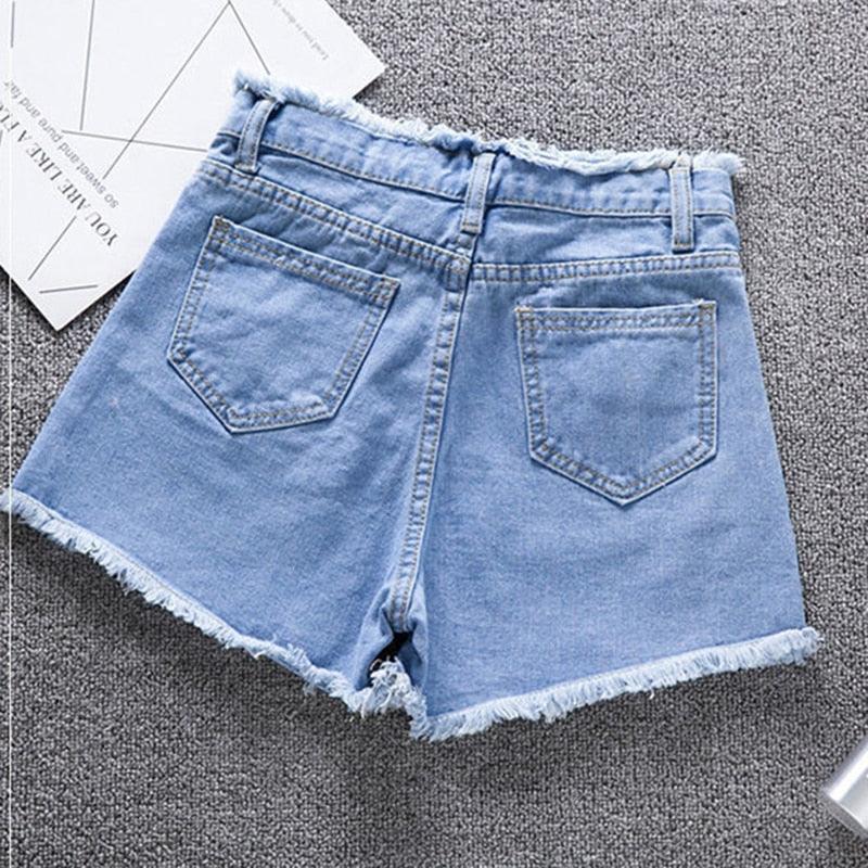 High Waisted Frayed Denim Shorts Collection - Shorts - Femboy Fatale