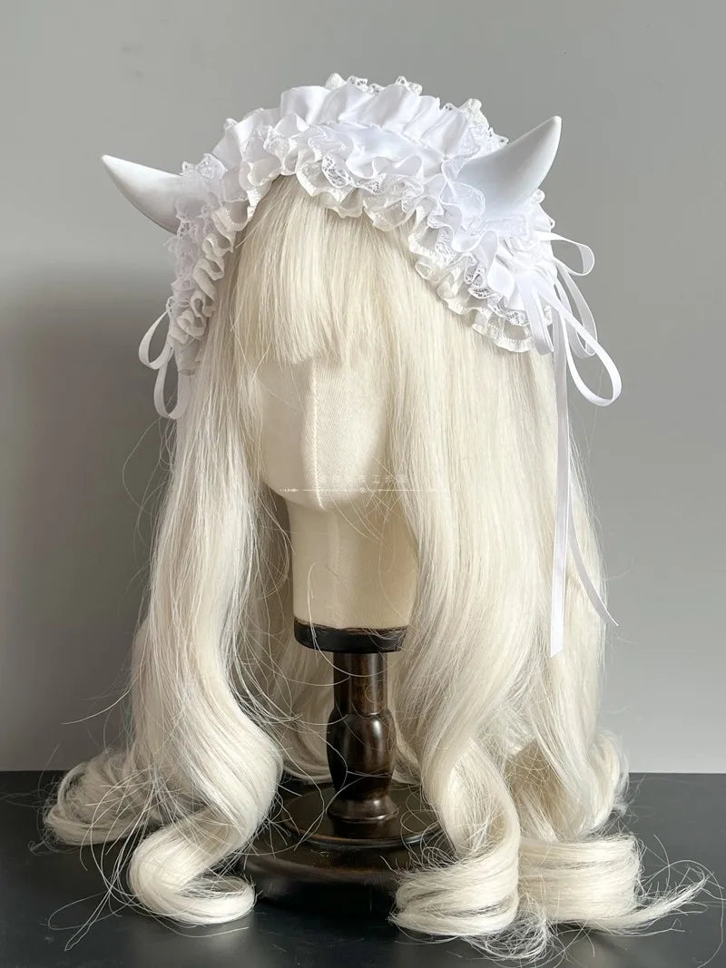 Gothic Horn Maid Lace Headdress