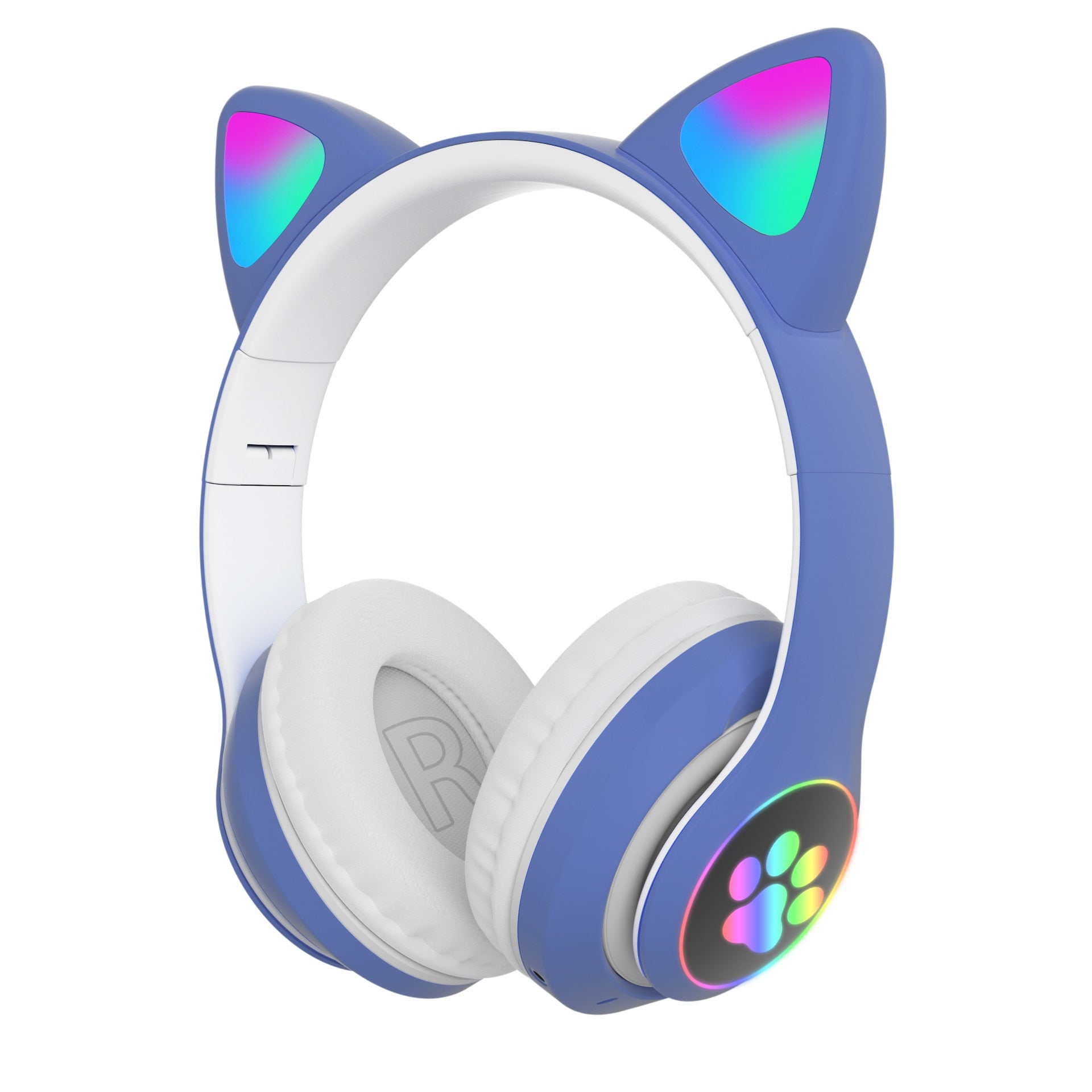 Kawaii Cat Ear Headphones w/ Microphone - Blue Headphones - Femboy Fatale