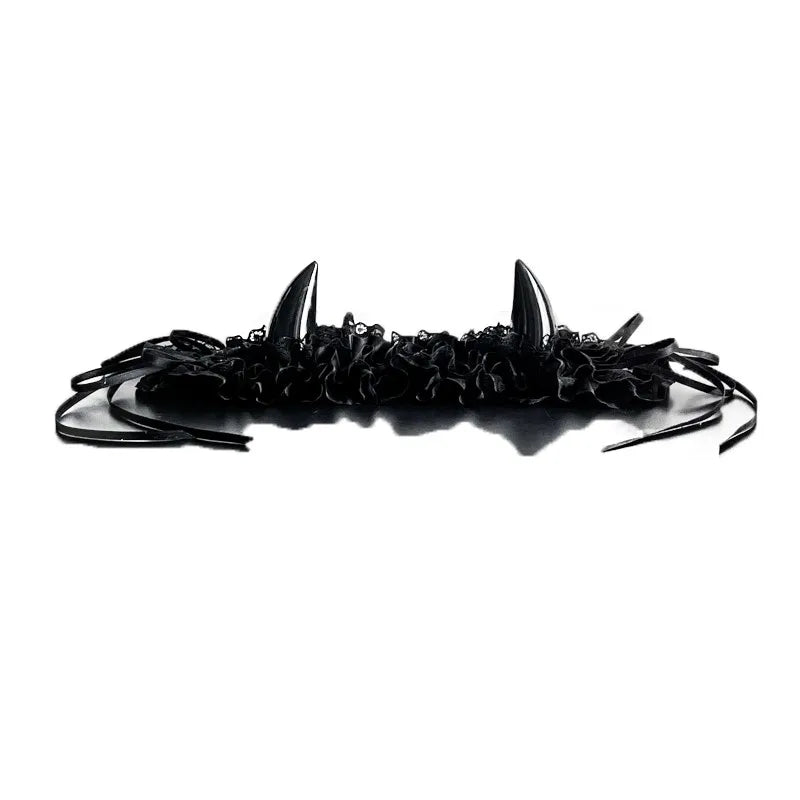 Gothic Horn Maid Lace Headdress