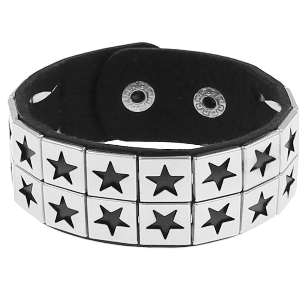 Black Leather Gothic Bracelet Collection