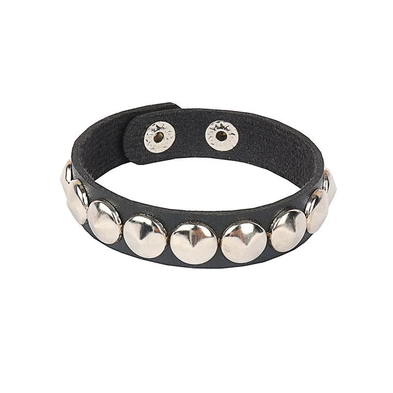 Black Leather Gothic Bracelet Collection