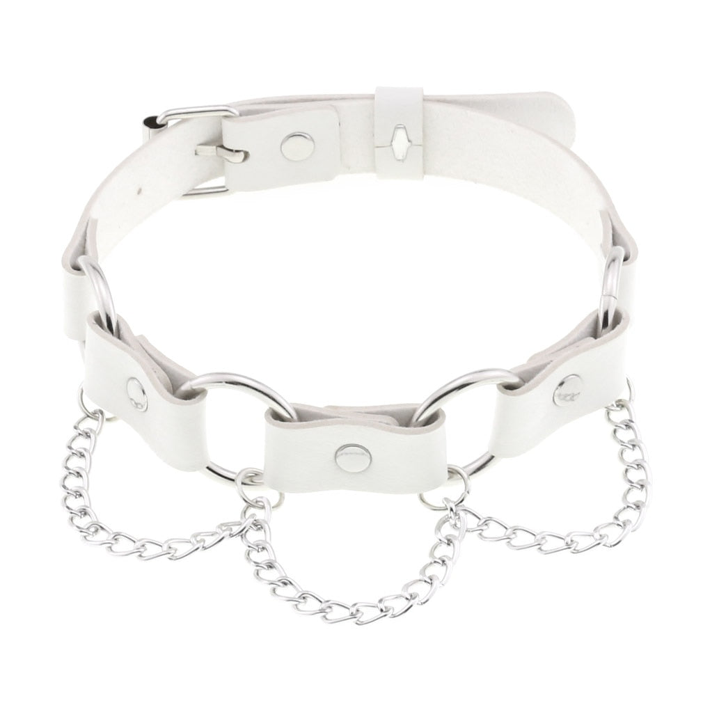 Harajuku White Leather Choker Collection - 23 Apparel - Femboy Fatale