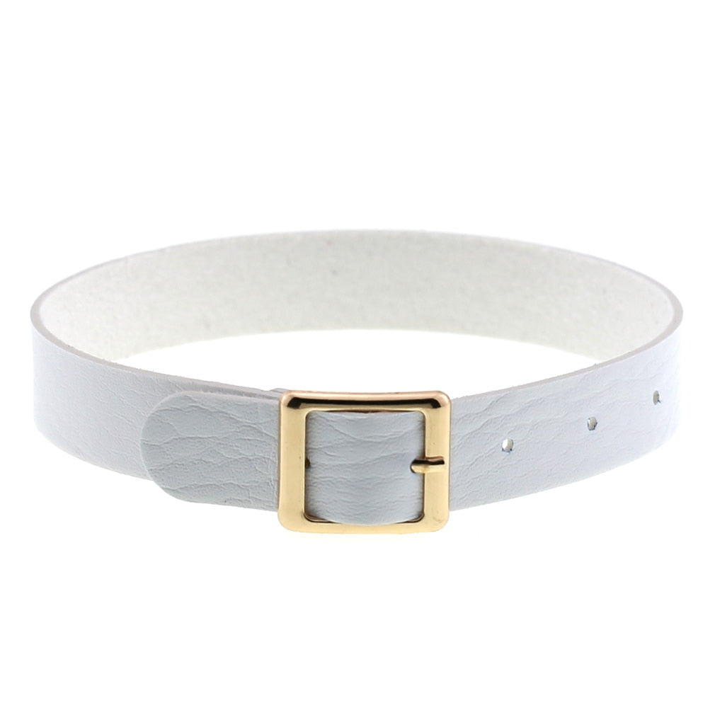 Harajuku White Leather Choker Collection - 19 Apparel - Femboy Fatale