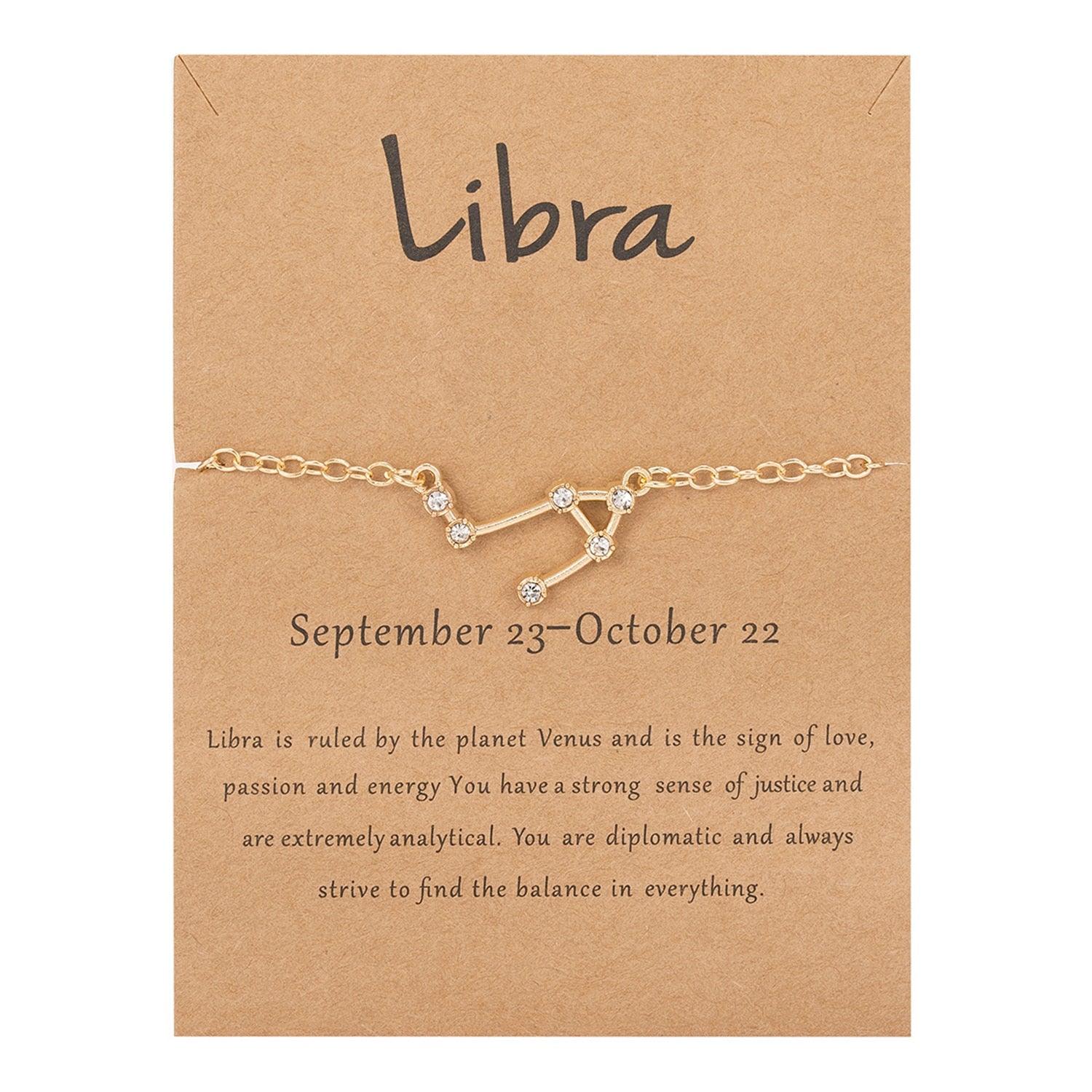 Zodiac Gold Constellation Bracelet - Libra Bracelet - Femboy Fatale