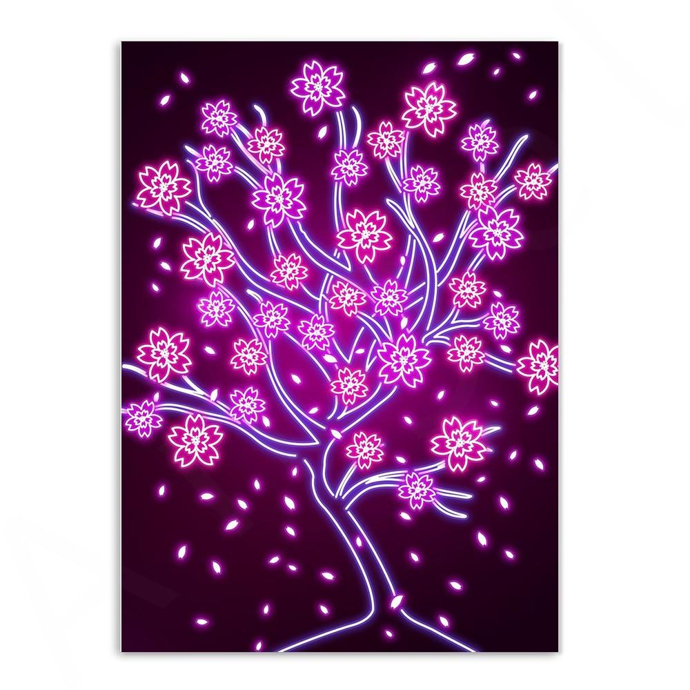 Various Neon Style Canvas Posters [Small Prints] - 21x30cm / Sakura Tree - Femboy Fatale