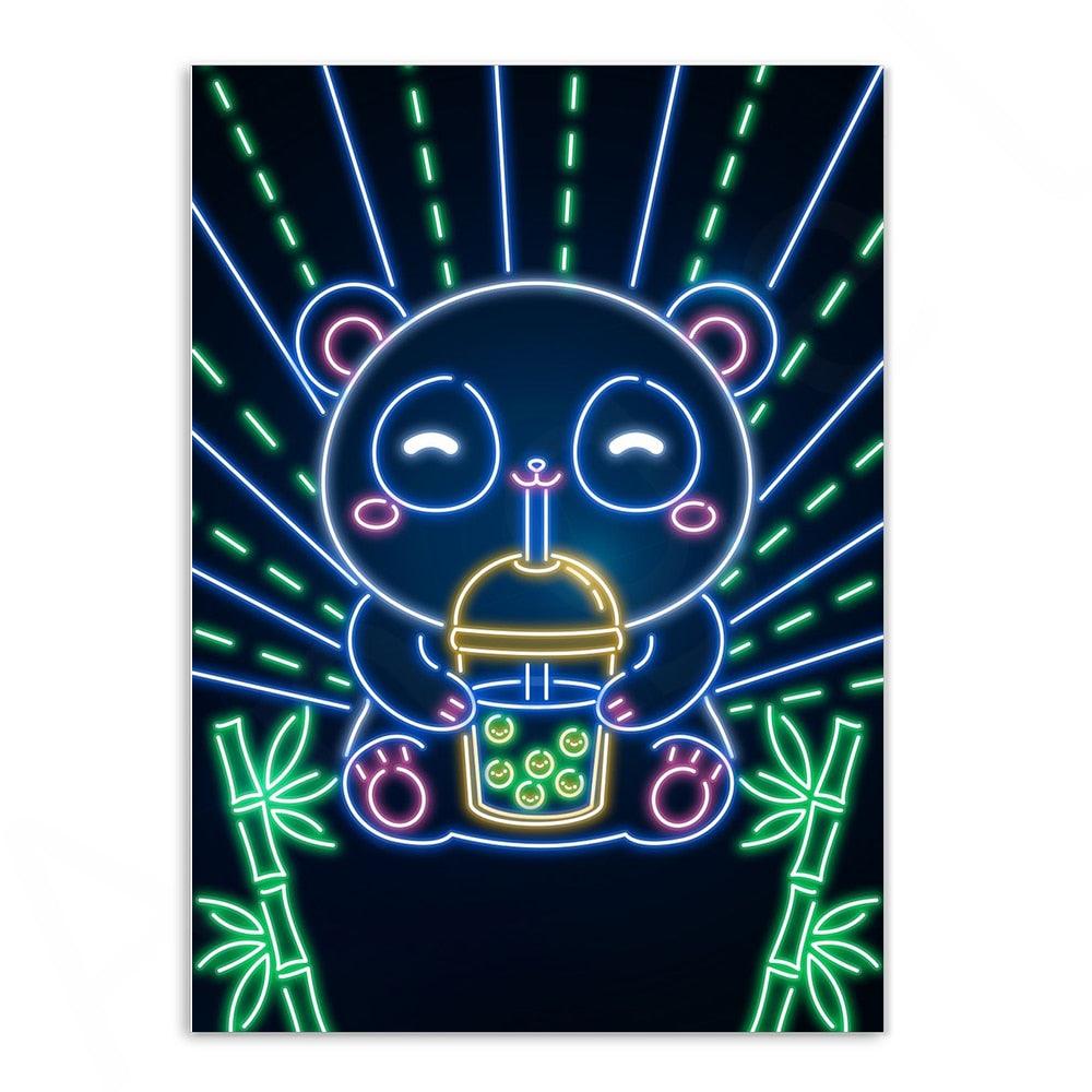 Various Neon Style Canvas Posters [Small Prints] - 21x30cm / Panda - Femboy Fatale