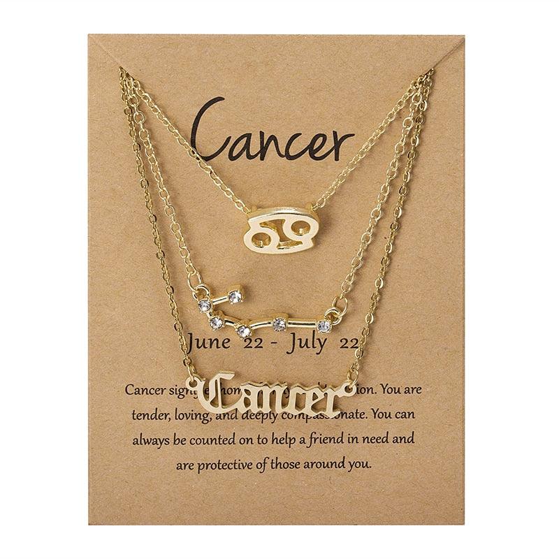 Zodiac 3 Piece Pendant Collection - Cancer - Gold Pendant - Femboy Fatale