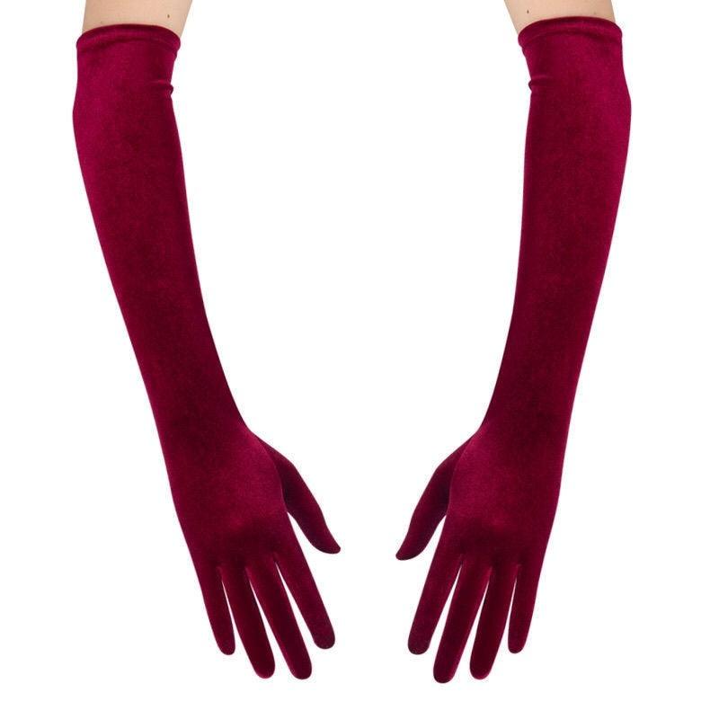 Evening Dress Gloves - Burgundy - 53cm Gloves - Femboy Fatale
