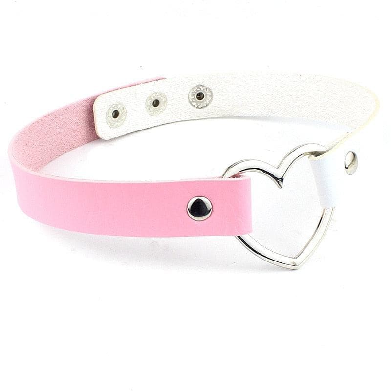 Heart Choker - Pink & White Necklace - Femboy Fatale