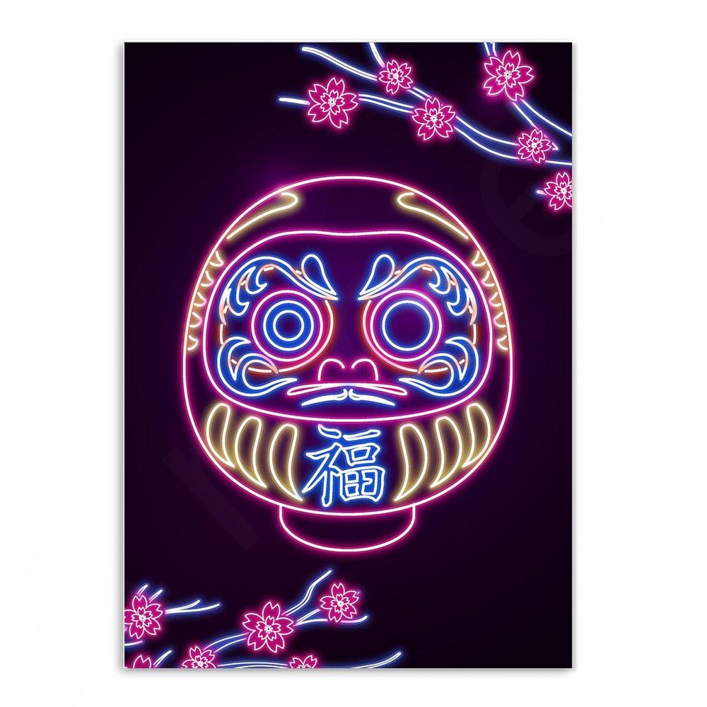 Various Neon Style Canvas Posters [Small Prints] - 21x30cm / Daruma Doll - Femboy Fatale