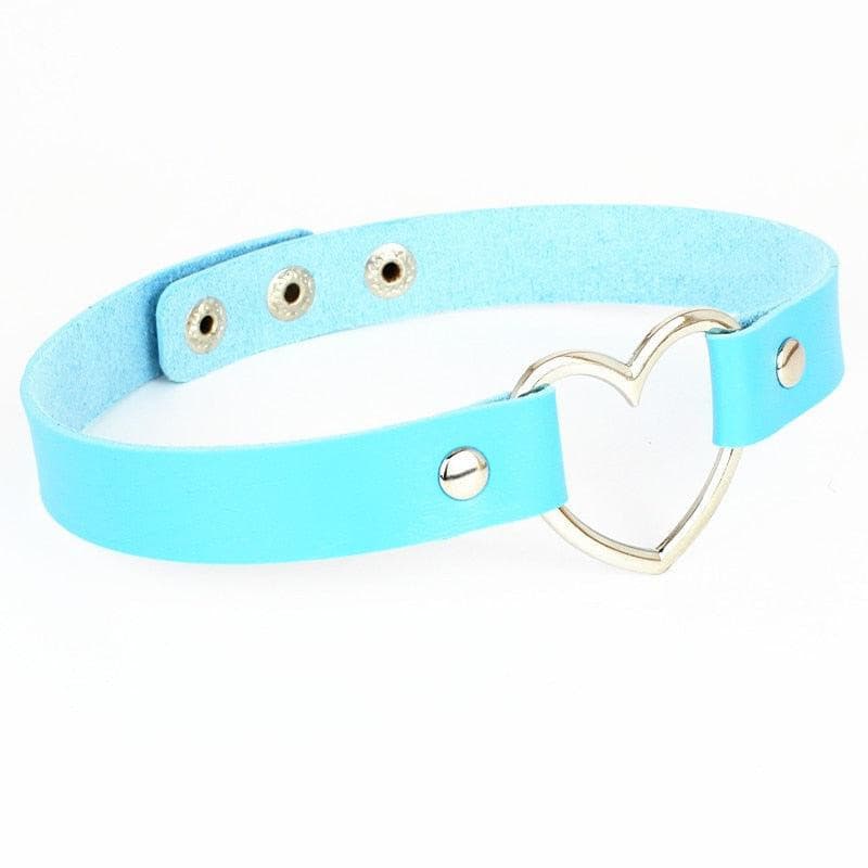 Heart Choker - Blue Necklace - Femboy Fatale