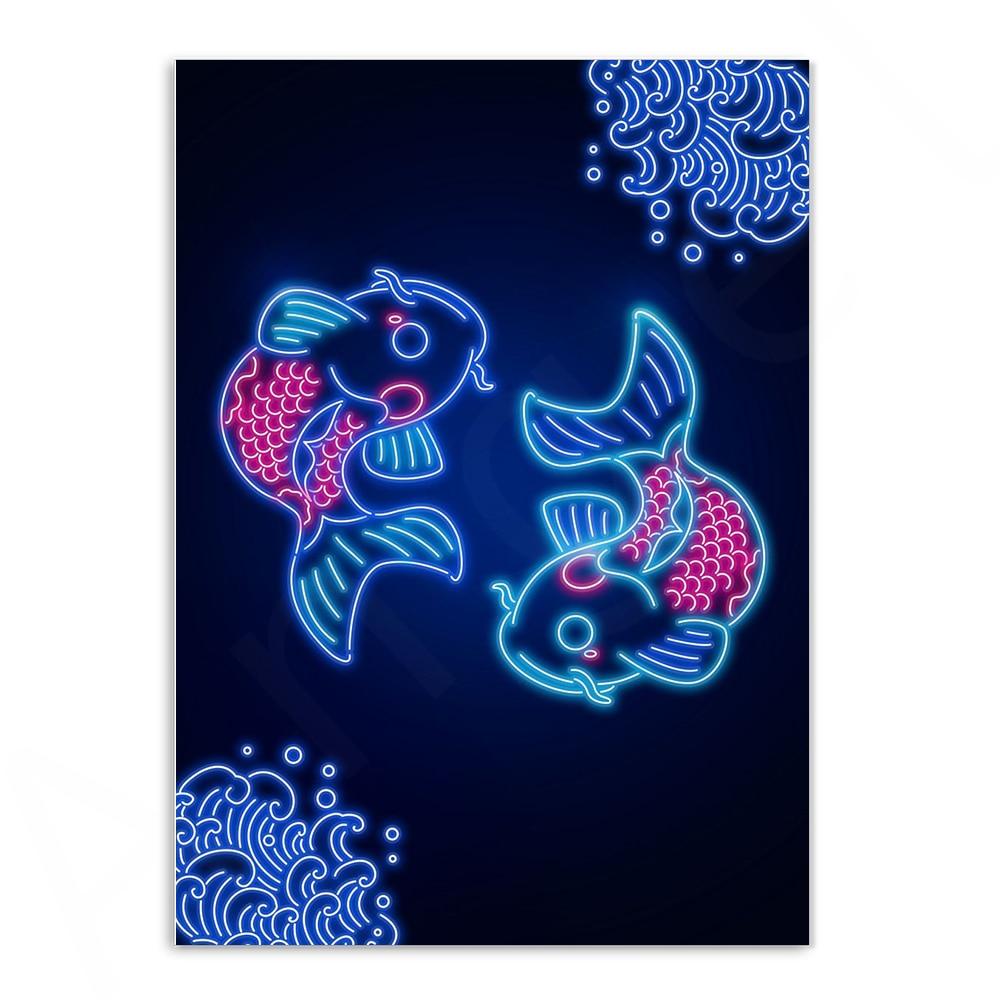 Various Neon Style Canvas Posters [Small Prints] - 21x30cm / Koi - Femboy Fatale