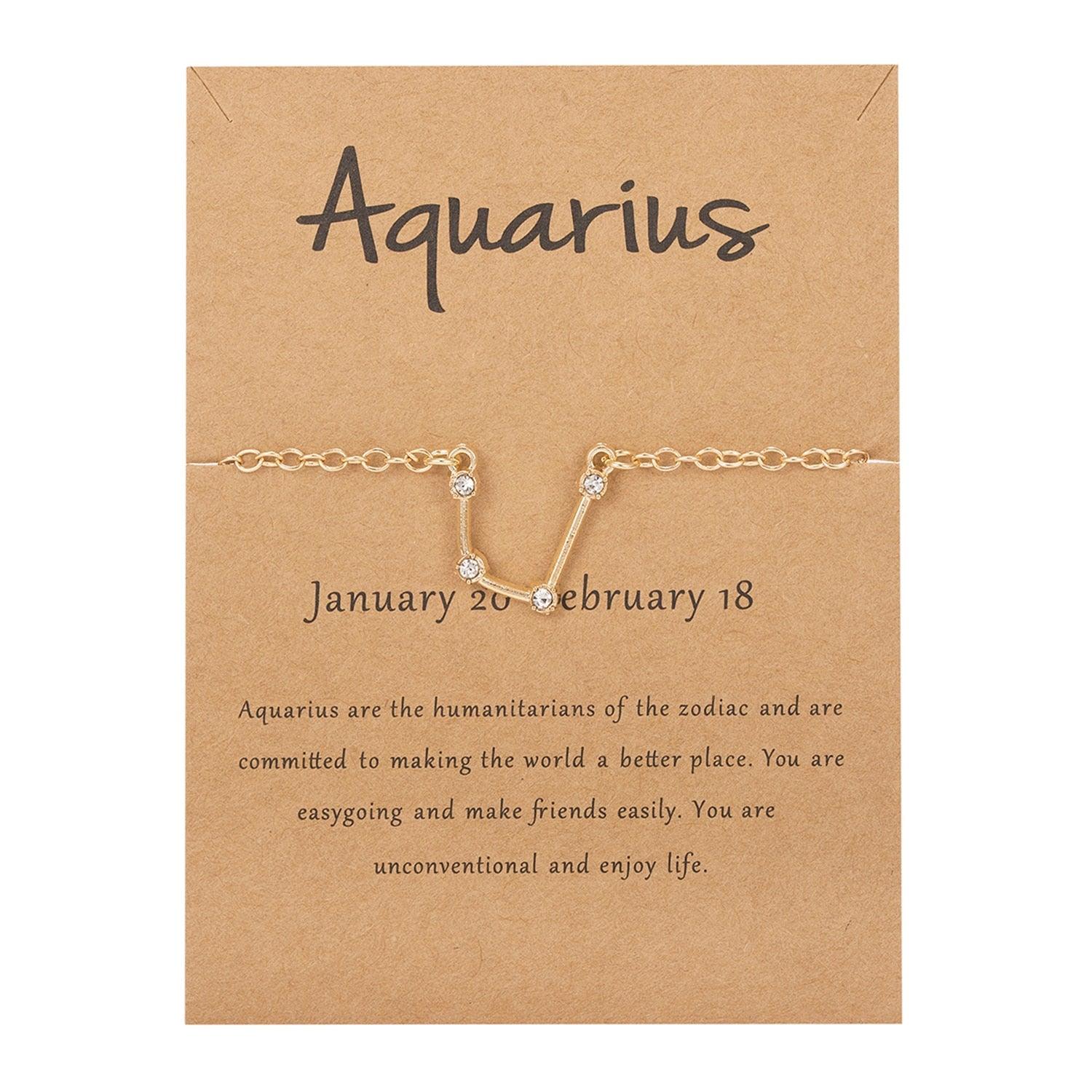 Zodiac Gold Constellation Bracelet - Aquarius Bracelet - Femboy Fatale