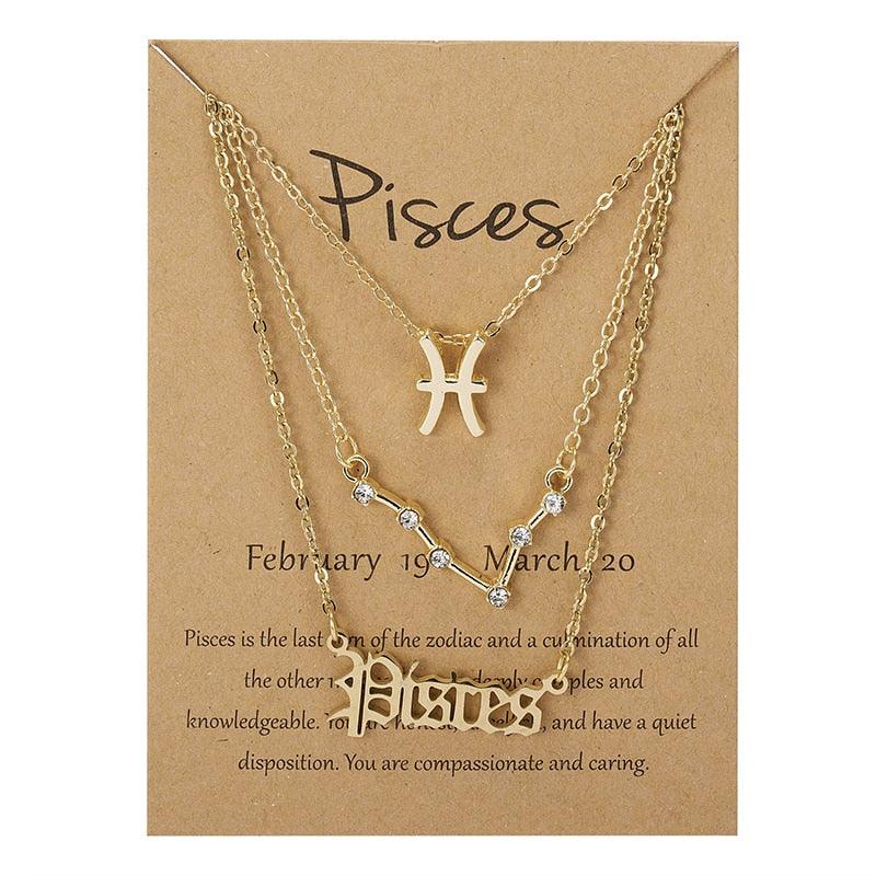 Zodiac 3 Piece Pendant Collection - Pisces - Gold Pendant - Femboy Fatale