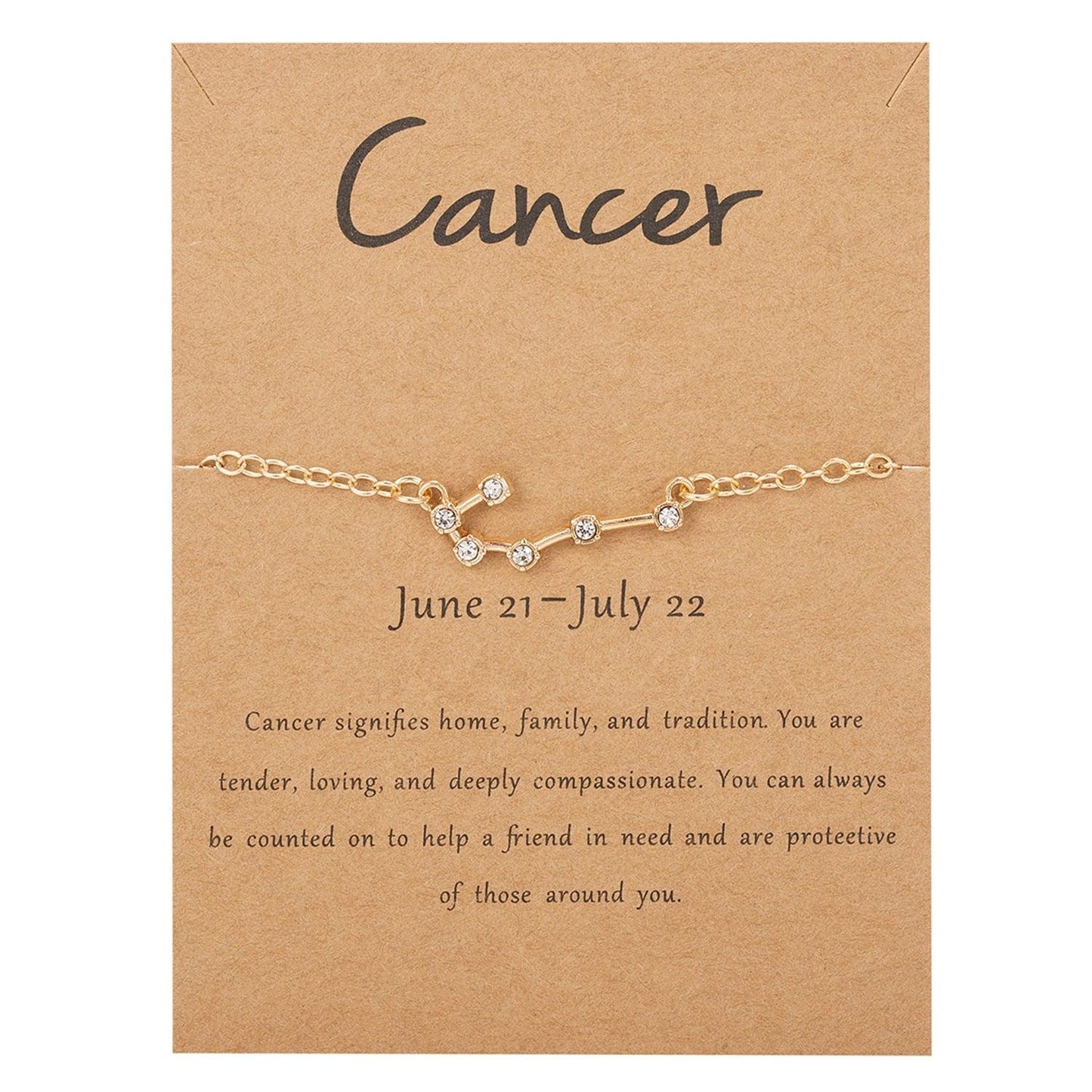 Zodiac Gold Constellation Bracelet - Cancer Bracelet - Femboy Fatale