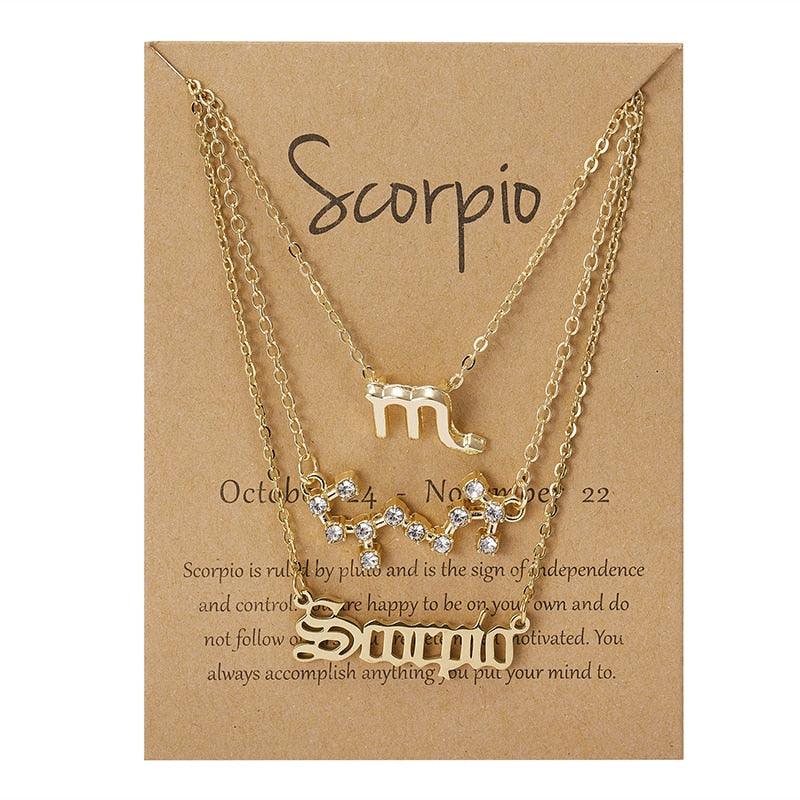 Zodiac 3 Piece Pendant Collection - Scorpio - Gold Pendant - Femboy Fatale