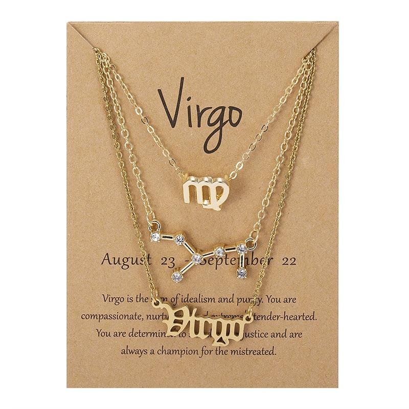 Zodiac 3 Piece Pendant Collection - Virgo - Gold Pendant - Femboy Fatale