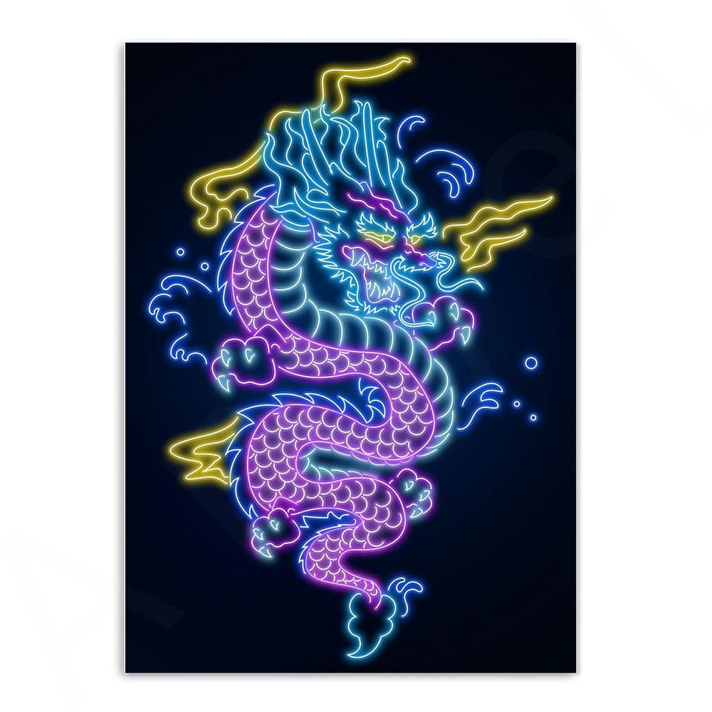 Various Neon Style Canvas Posters [Small Prints] - 21x30cm / Great Dragon - Femboy Fatale