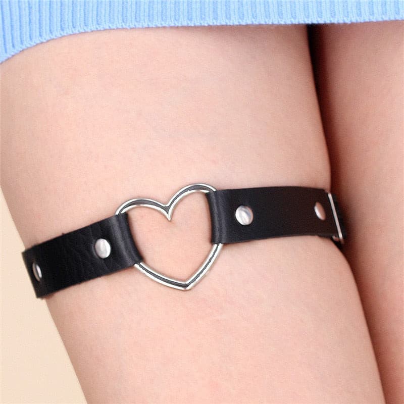 Leather Garter Collection - Heart Garter Garters - Femboy Fatale